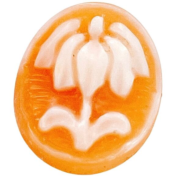 VTG Mid Century Shell Cameo Cabochon Hand Carved Floral Jewelry Making Component - Picture 1 of 9